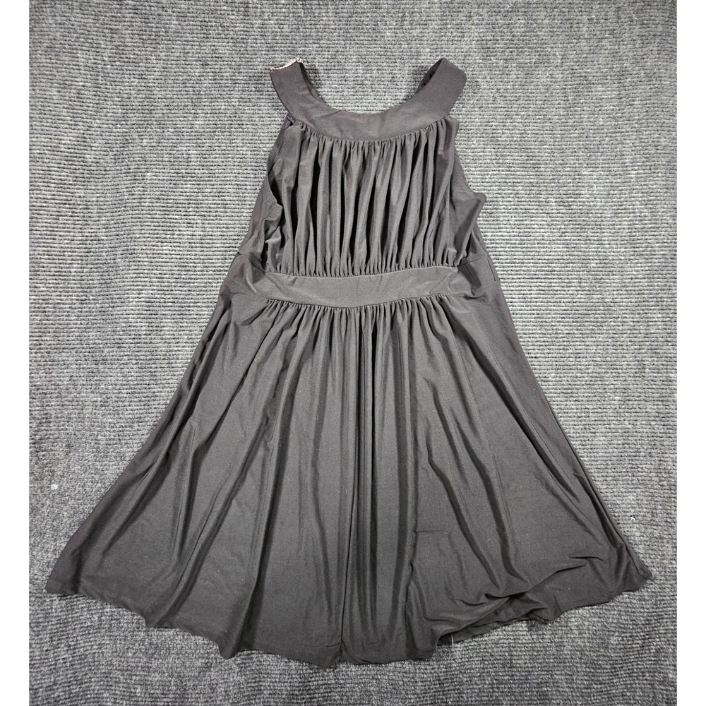 Haani A Line Dress Womens 1X Black Stretch Sleeveless Pleated Beaded Embellished - Picture 2 of 16